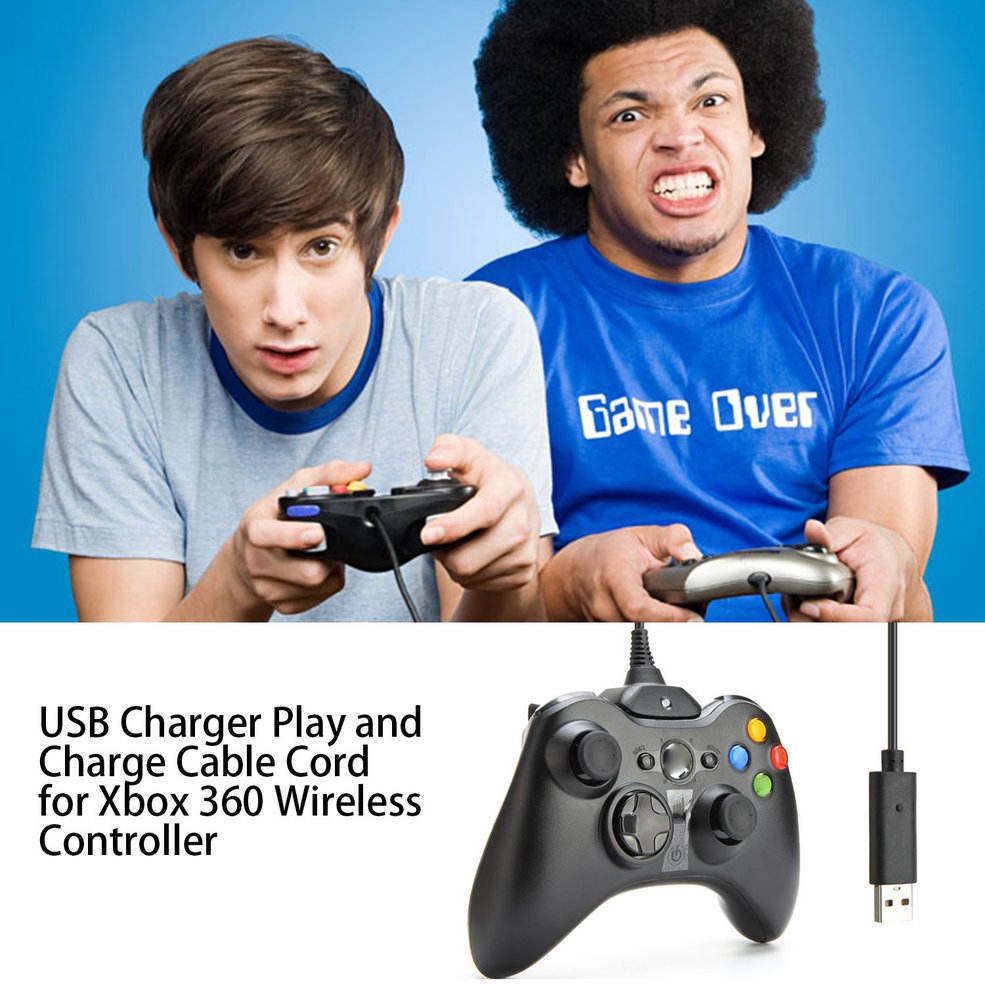 COD】USB Charger Play and Charge Cable Cord for Xbox 360 Wireless Controller