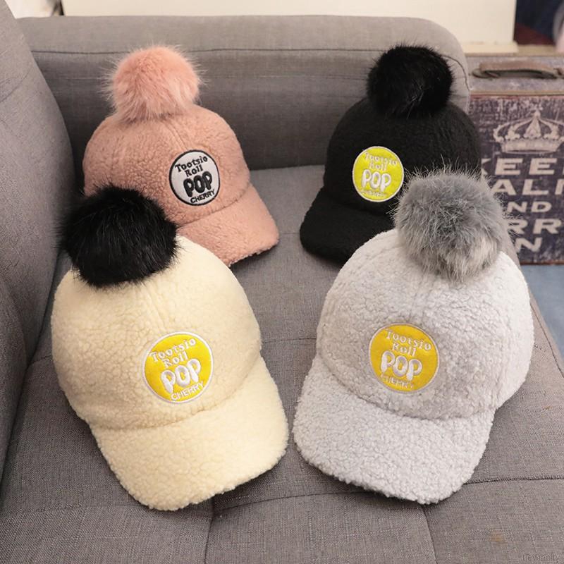 Nón kết phối lông thú phong cách Hàn Quốc cho bé