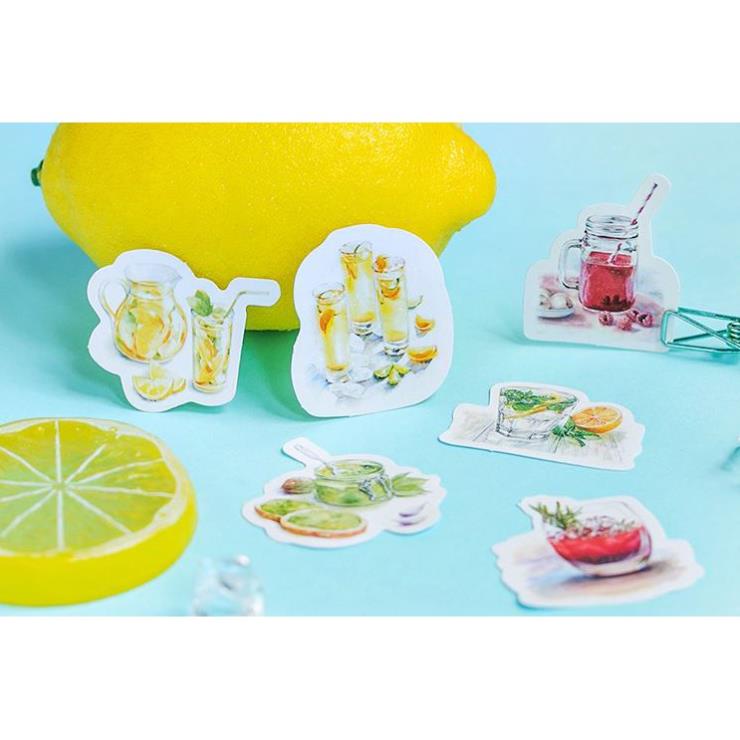 Bộ 46 Sticker Hàn Quốc món ăn dán trang trí E36