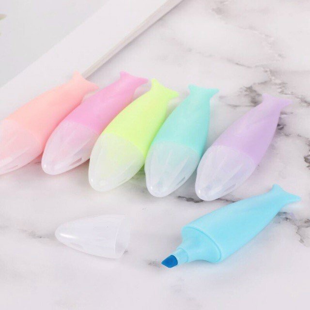 Set 6 bút dạ quang hình dễ thương, bút đánh dấu bài tô đậm chữ viết