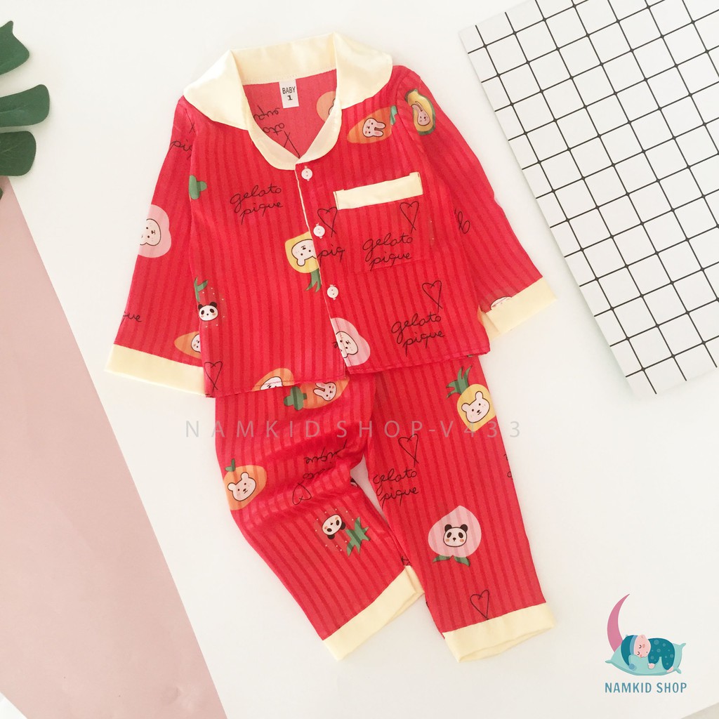 Bộ Ngủ Pijama Dài Tay Bé Gái Chất Lụa Cao Cấp, Họa Tiết Dễ Thương, Bộ Dài Tay Bé Gái Mặc Nhà Namkidshop (V461)