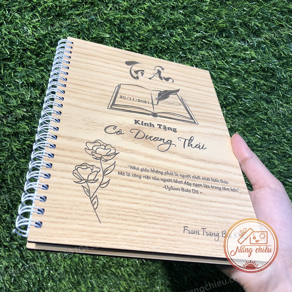 Sổ lò xo bìa gỗ cứng.món quà tri ân thầy cô, Món quà tặng ý nghĩa ngày nhà giáo việt nam 20.11 dành cho thầy cô