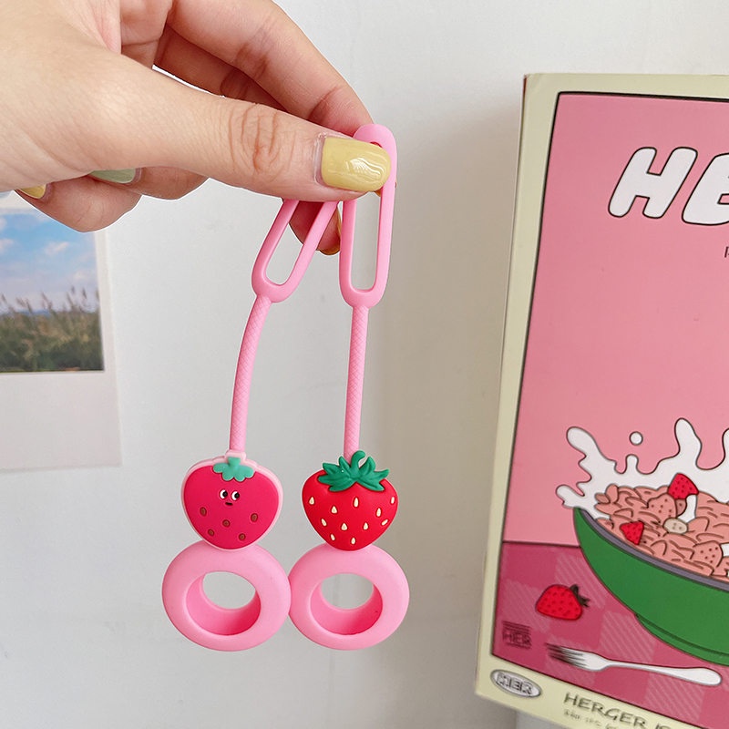 Vỏ Bảo Vệ Hộp Sạc Tai Nghe iPhone Bằng tpu Họa Tiết Trái Cây Hoạt Hình Dễ Thương Kèm Móc Khóa Tiện Dụng