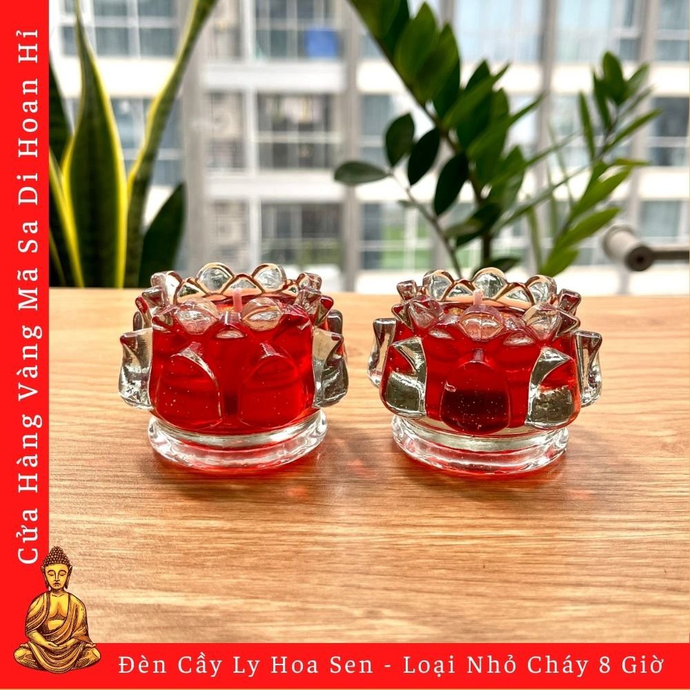 Đèn Cầy Ly Hoa Sen (Nến Ly Hoa Sen) Loại Nhỏ Cháy 8 Giờ - Cửa Hàng Nhang Đèn Vàng Mã Chú Sa Di Hoan Hỉ