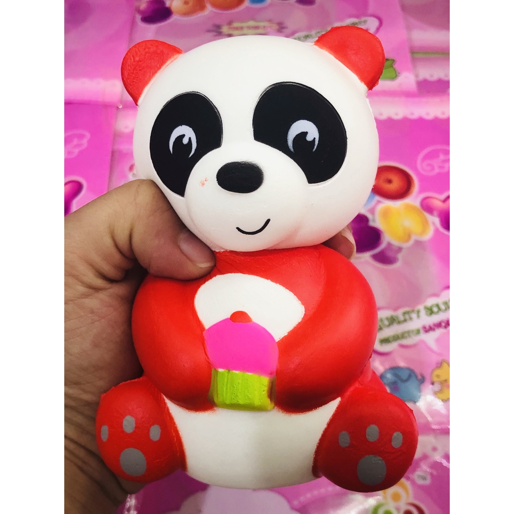 Squishy Lớn JUMBO Hình gấu trúc đỏ ôm bánh gato Đồ Chơi Xốp Giảm Stress Hình mềm mịn dễ Thương đàn hồi Cho Bé