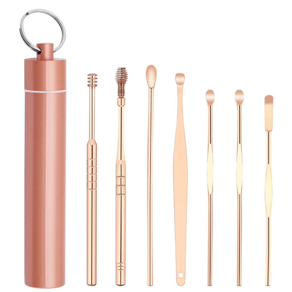 [Hàng mới về] Bộ dụng cụ làm sạch tai bằng thép không gỉ có hộp đựng tiện dụng