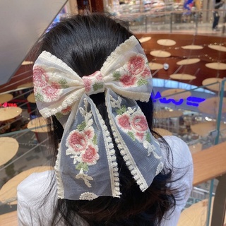 Kẹp tóc nơ thêu hoa hồng phong cách Hàn quốc, dây buộc Tóc, chun Buộc tóc. - LinhTinhShop 💖💖💖
