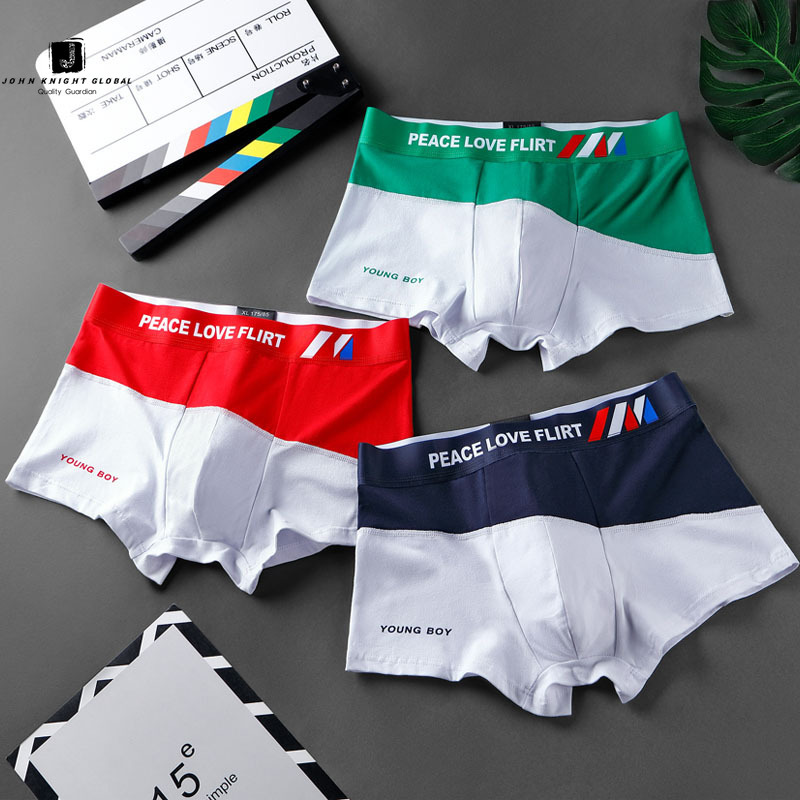 JKG Quần Lót Boxer Vải Cotton Lưng Vừa Kiểu Thể Thao Cho Nam