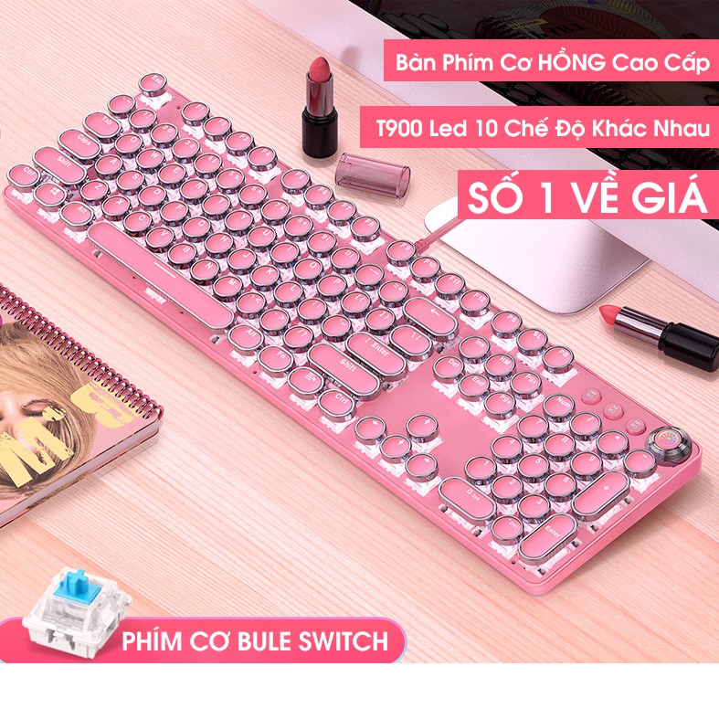 Bàn phím máy tính, bàn phím cơ HỒNG PRO T900 LED 10 Chế Độ, Phím Cơ Blue Gaming Máy Tính, Laptop, PC CHO NAM & NỮ