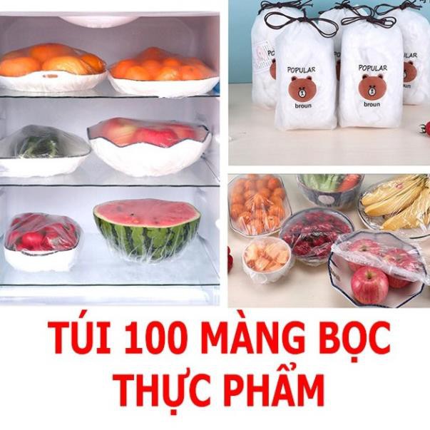 [FREESHIP❤️] SET COMBO 100 TÚI MÀNG BỌC THỰC PHẨM CÓ CHUN CO GIÃN TÁI SỬ DỤNG NHIỀU LẦN