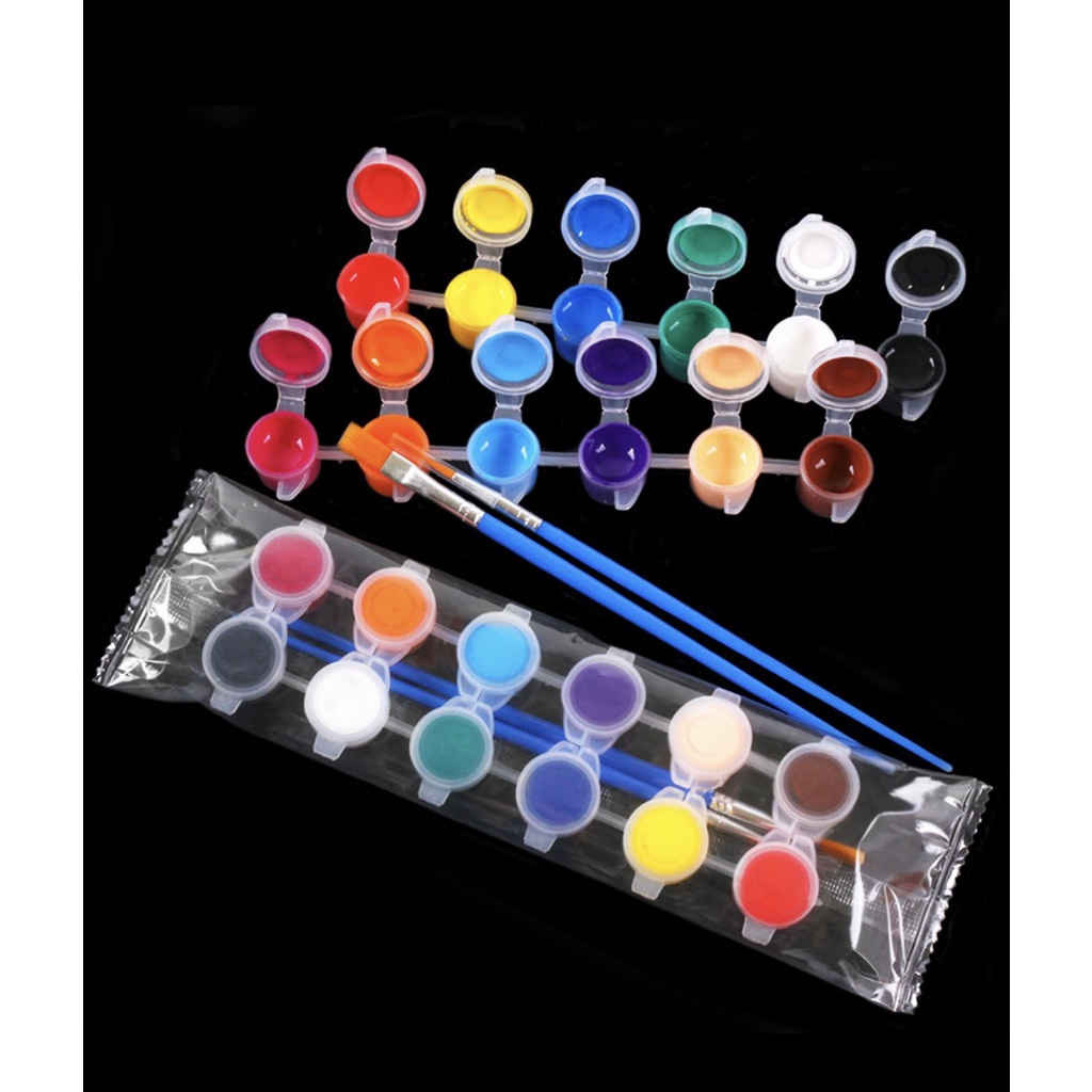 Bộ 12 hộp màu acrylic kèm 02 bút lông thích hợp cho các bạn tô tranh, vẽ búp bê, vẽ giày, áo, DIY