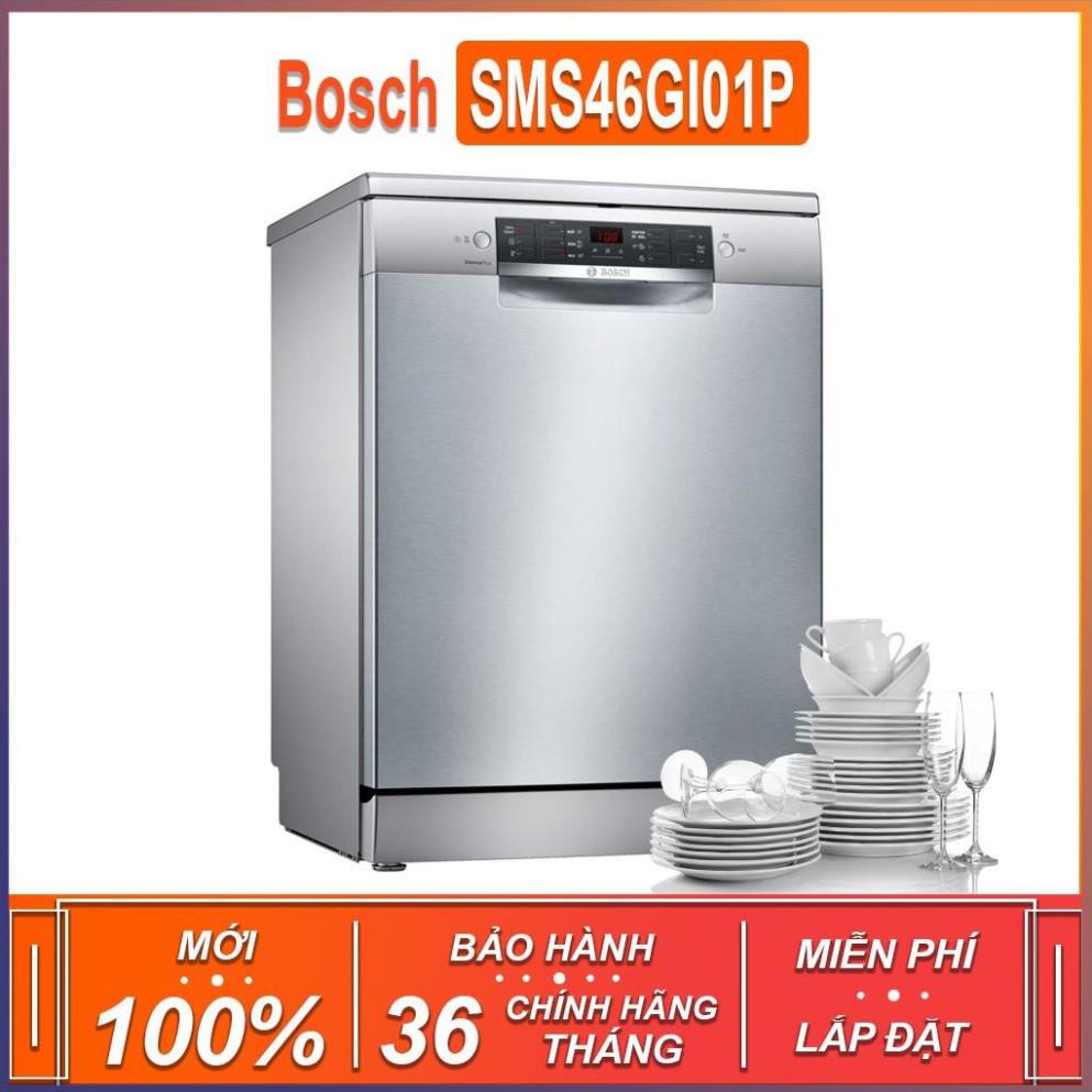 Máy rửa bát độc lập Bosch SMS46GI01P - Seri 4 , dung tích rửa 12 bộ chén bát ( Xuất sứ Ba Lan - Bảo Hành 3 Năm ) TGB