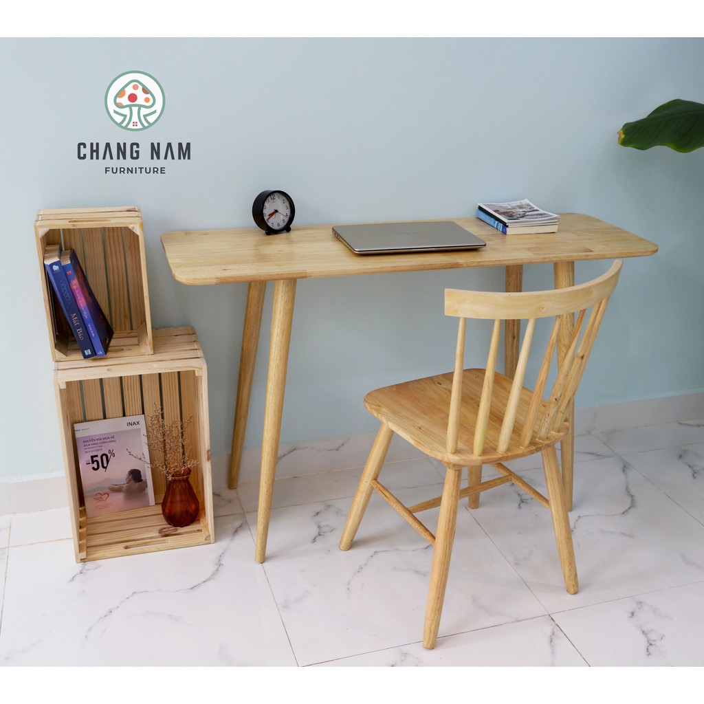 COMBO BÀN LÀM VIỆC HÀN QUỐC - LONG TABLE + GHẾ GỖ WINDSOR