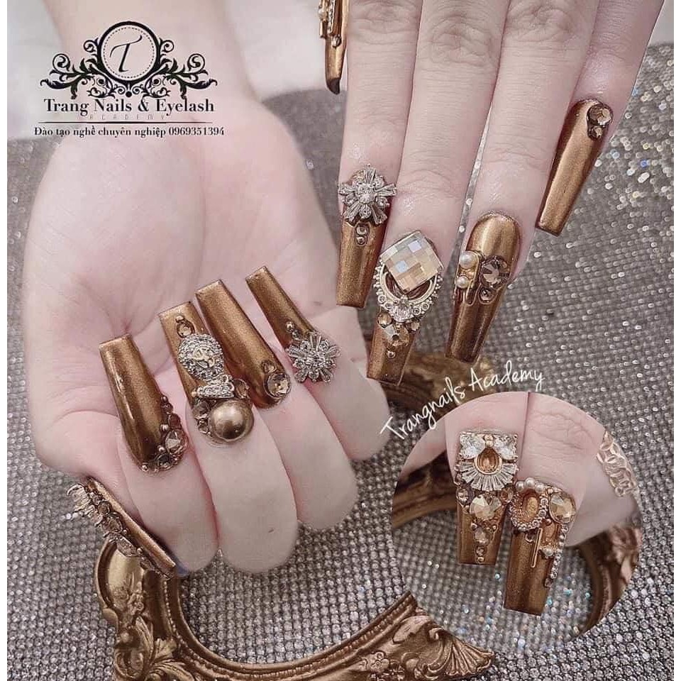 Tráng gương vàng đồng - màu sang chảnh để làm nail