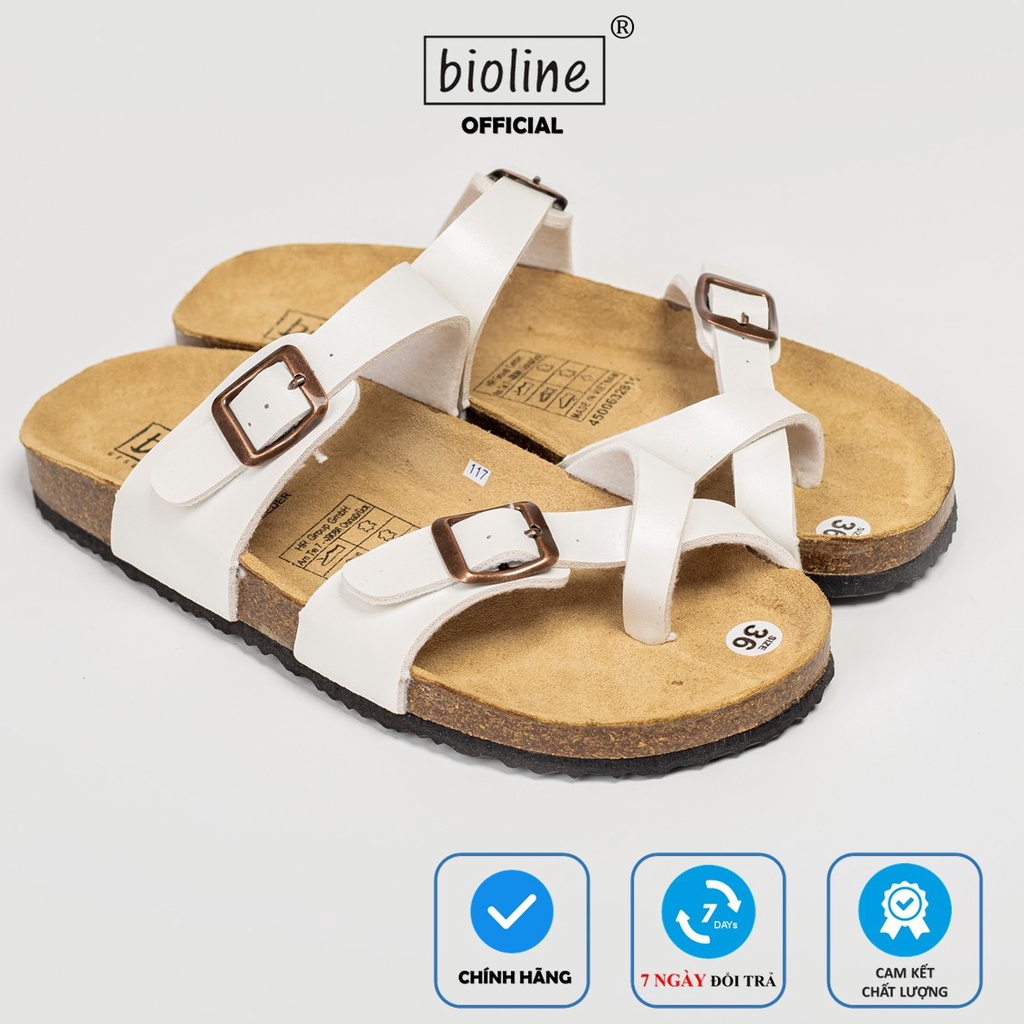 PU06 - Dép Đế Trấu BIOLINE Official Quai Da Pu Chéo Chân Xỏ Ngón