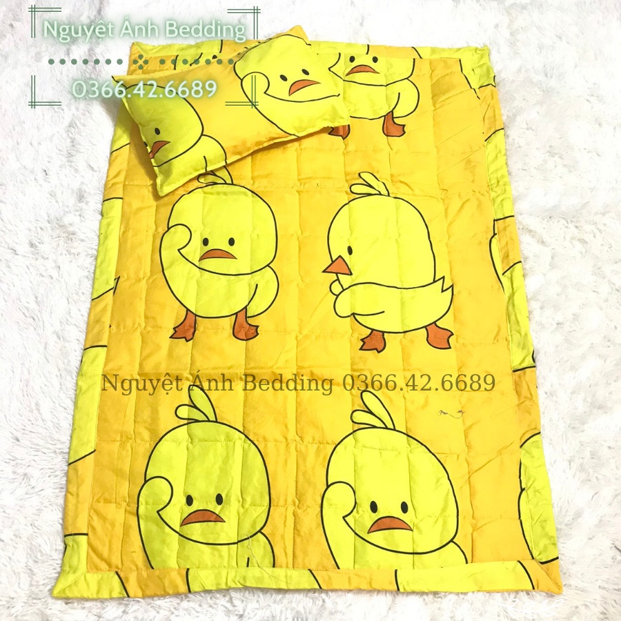 (LƯƠNG VỀ)  Bộ chăn + gối nằm cho bé (3 món)  mẫu Ếch xanh  set mền đắp cho bé cute Được Trần Bông Tấm Sạch