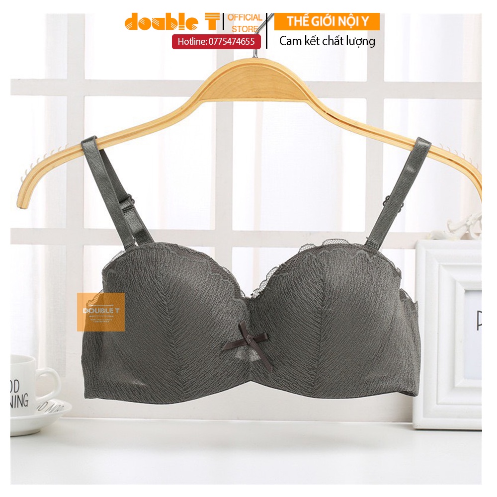 Áo lót, áo ngực cúp ngang ren mềm mịn Double T cao cấp