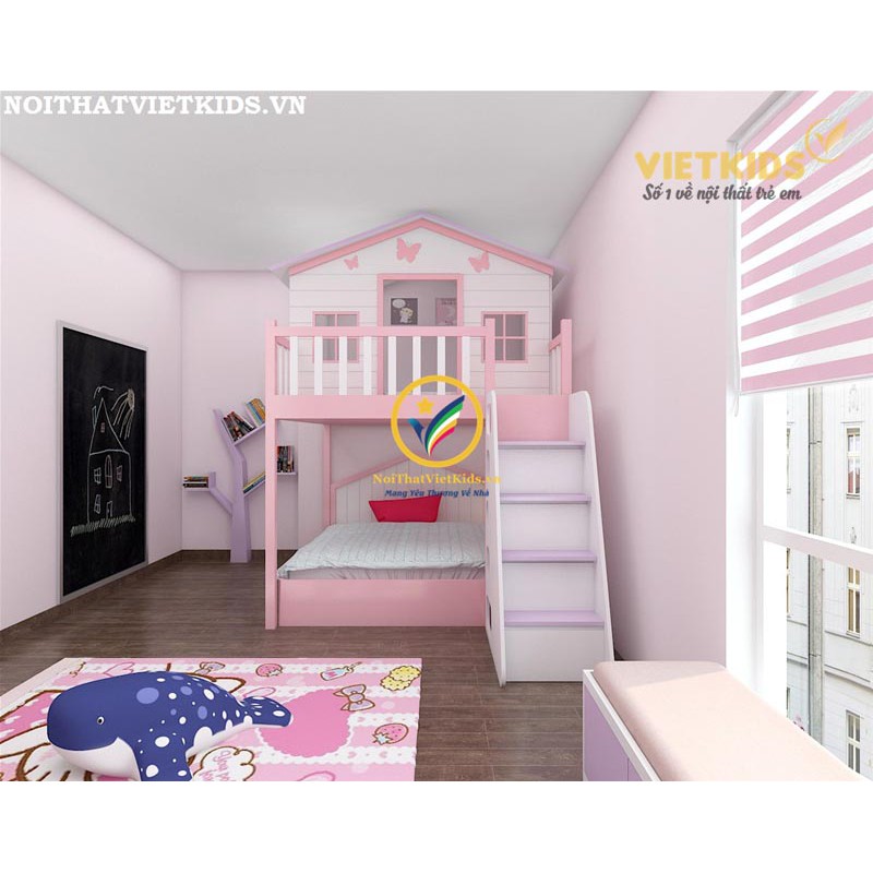 Giường tầng trẻ em đẹp cho bé gái – GTH.023