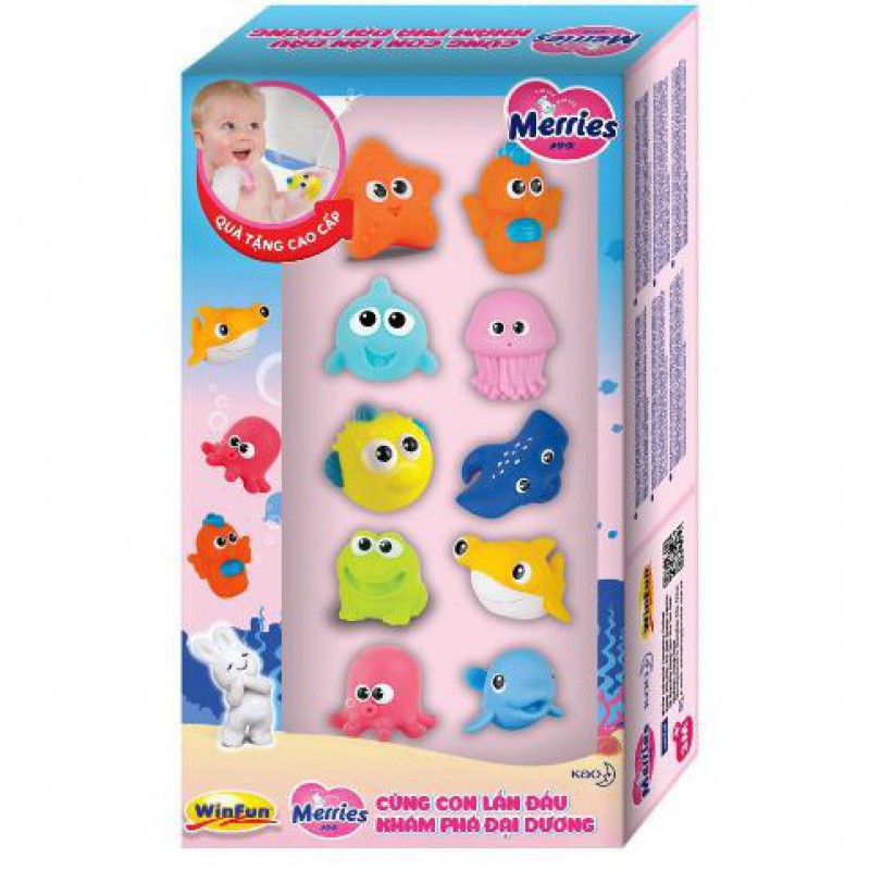 Hộp đồ chơi trẻ em tắm sinh vật biển 10 con hiệu Winfun - Quà tặng khuyến mại