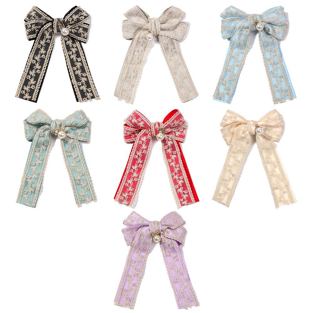 JUNE Kẹp Tóc Hình Nơ Lớn Phối Ren Thời Trang Mùa Xuân Cho Nữ