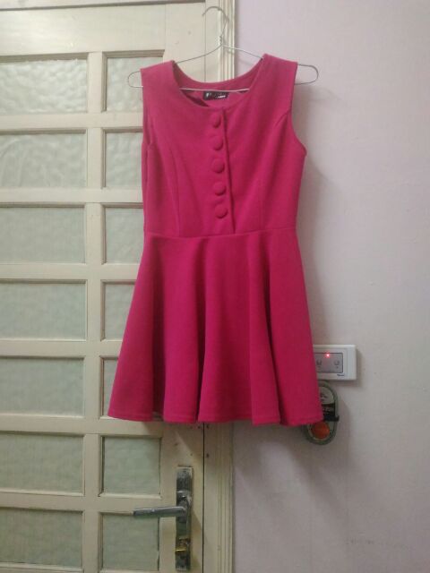 Pass váy dạ hồng sát nách SẴN