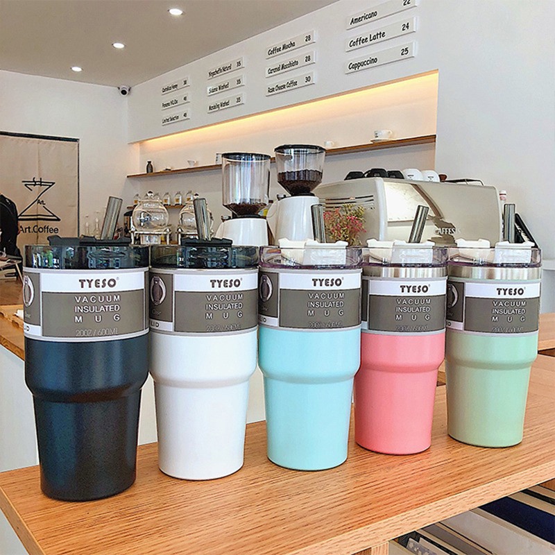 Bình Giữ Nhiệt Dung Tích Lớn Bằng Thép Không Gỉ 890Ml/600ml Kèm Ống Hút