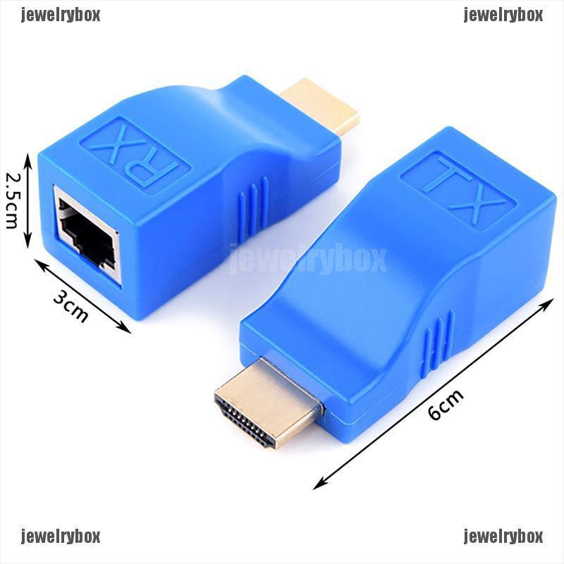 {jewelry box}2pcs 1080P HDMI Extender to RJ45 Over Cat 5e/6 Network LAN Ethernet Adapter Blue | BigBuy360 - bigbuy360.vn