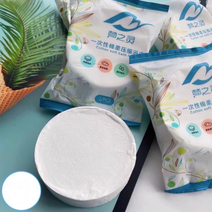 Khăn tắm viên nén du lịch (70x140cm) dùng một lần chất liệu cotton có thể mang theo vô cùng tiện lợi