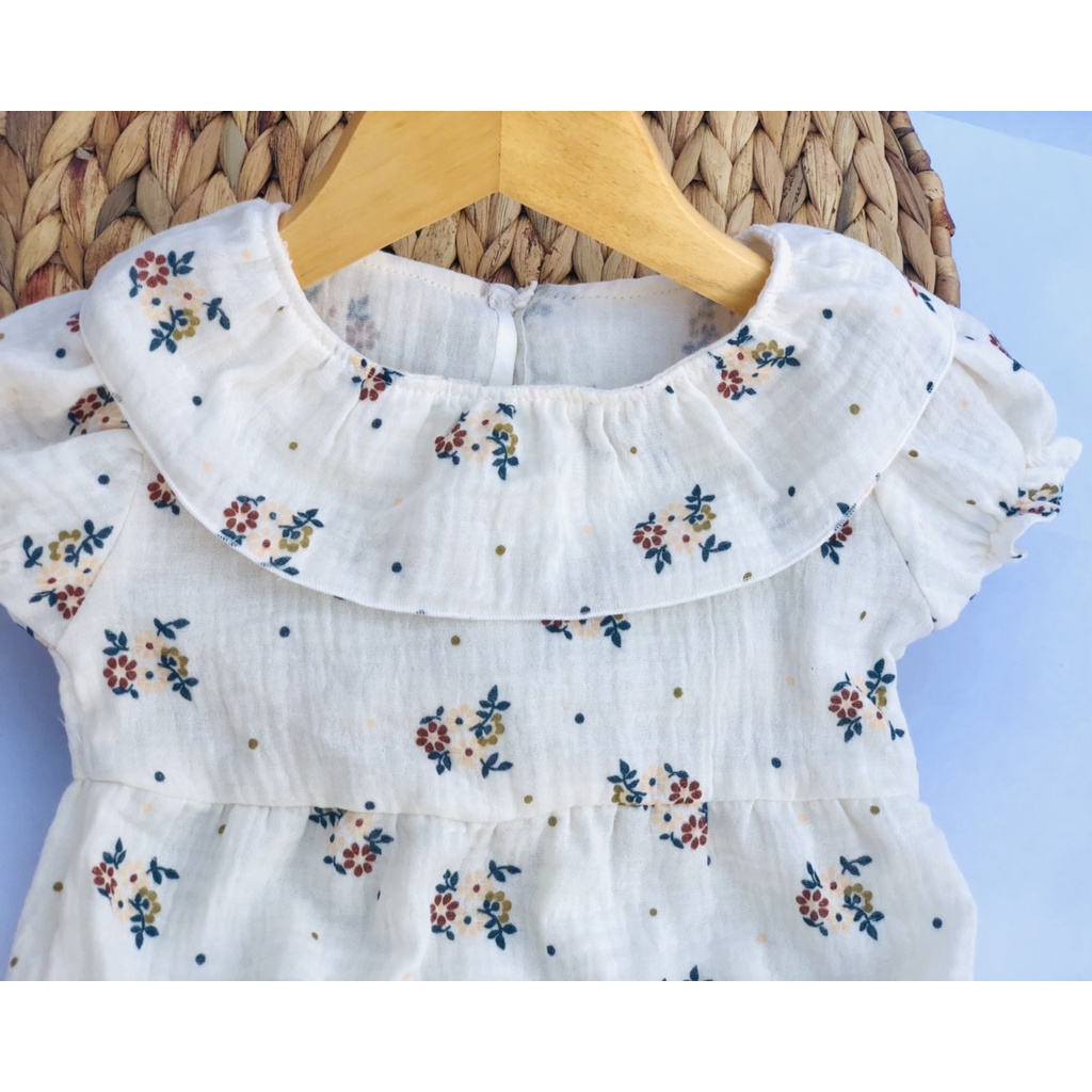 Bodysuit cho bé gái sơ sinh 6 tháng đến 2 tuổi BABY112.VN kiểu hàn quốc chất liệu muslin hoa nhí mát mịn B005
