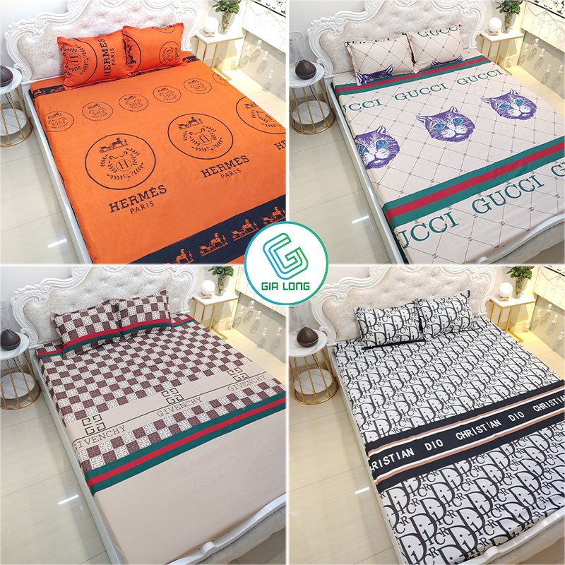 Bộ ga gối 💖m6/m8/2m💖 drap giường poly, ga trải giường + 2 vỏ gối nằm thương hiệu Gia Long Home