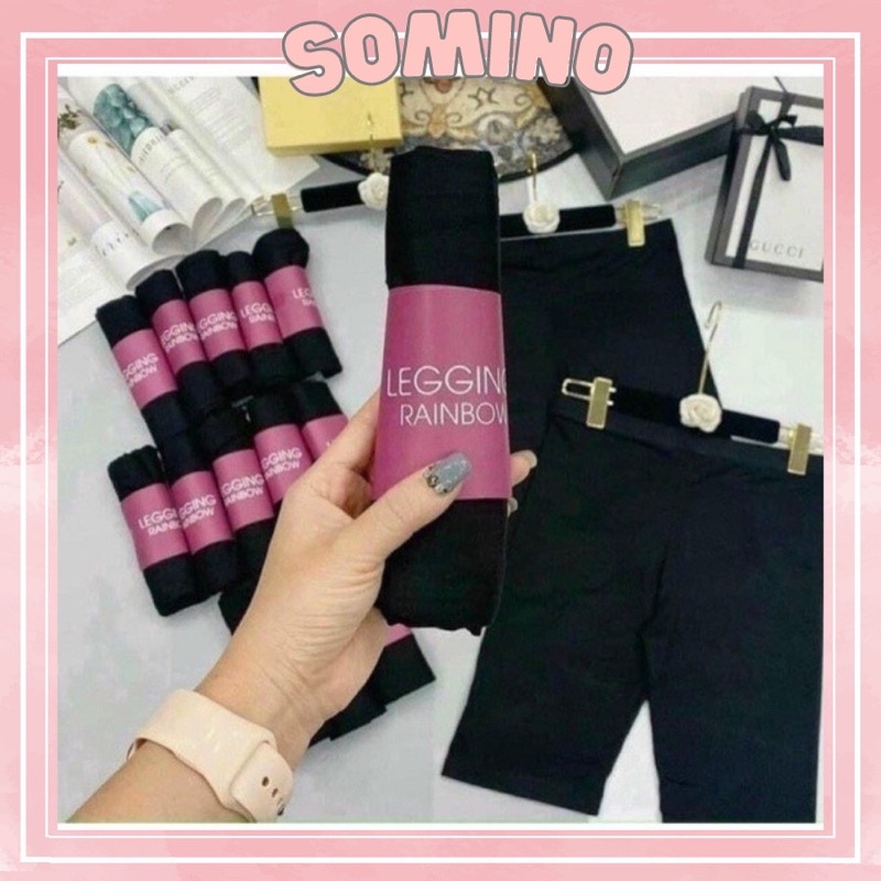 Quần leging ngố thái cuộn tím siêu hot, quần lửng đùi nữ cạp chun bản to thun cotton đen dày dặn co giãn tốt phom ôm