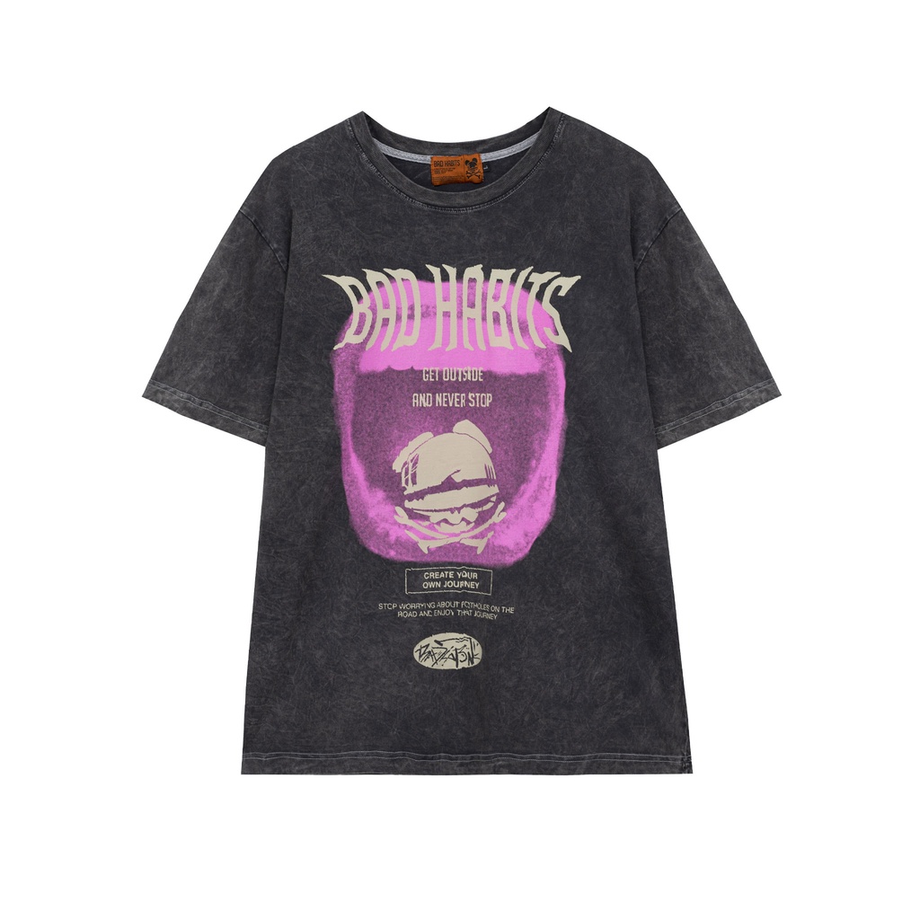 Áo Thun Unisex Bad Habits Neva Stop Washed Tee 100% Cotton - Local Brand Chính Hãng
