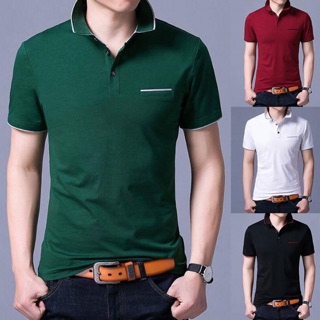 Áo thun nam cá sấu 4 chiều tay ngắn cổ trụ viền màu