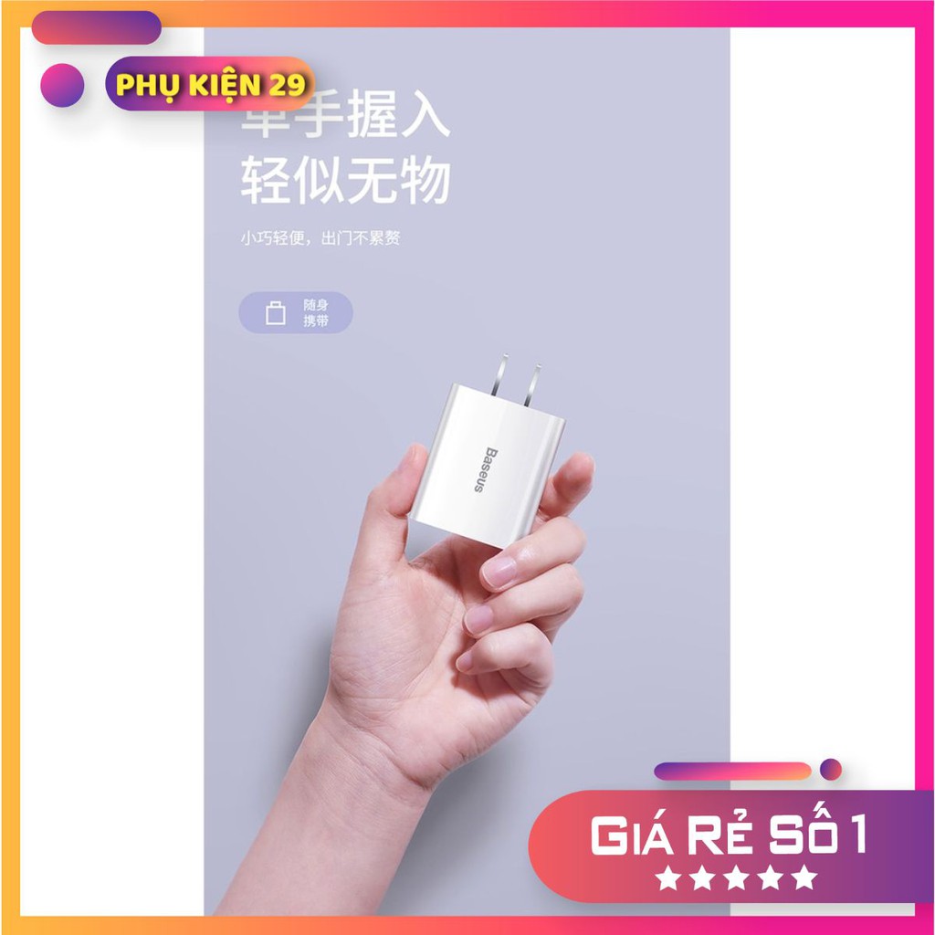 Củ Sạc Nhanh 2 cổng Baseus Speed Mini Dual U Charger 5V/2A CCFS-M02,Cốc sạc nhanh -Hàng Chính Hãng G