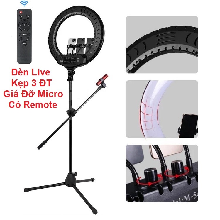 Chân Micro Sân Khấu, Kiêm Đèn Livestream - Chụp Ảnh - Hát Livestream Karaoke - Size 54cm - Size 45 - Size 36 - Size 33cm