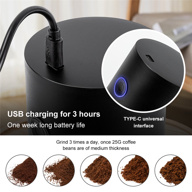 Máy Xay Cà Phê Bằng Điện Chuyên Nghiệp Tùy Chỉnh Kèm Sạc USB Tiện Dụng Cho Nhà Bếp