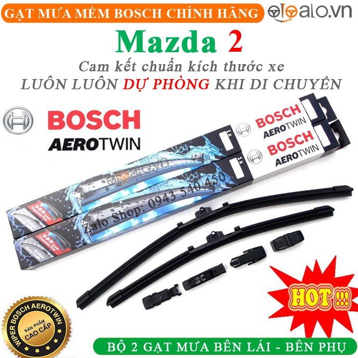 Gạt mưa Bosch xe Mazda 2 Chính hãng, Loại thân mềm, Không xương - OTOALO