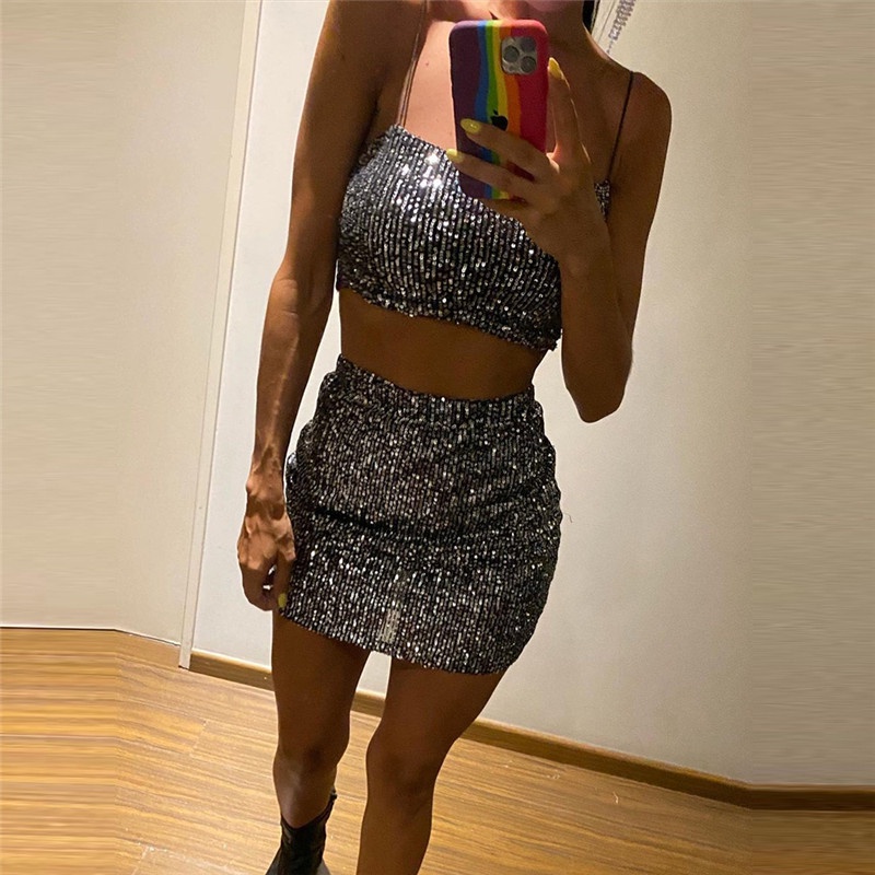 Set áo hai dây kim tuyến sexy