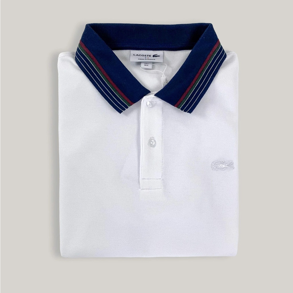 Áo Thun Nam Polo Cá Sấu LACOSTE LINE VIỀN CỔ có cổ tay ngắn Full Pack, tem, tag, code