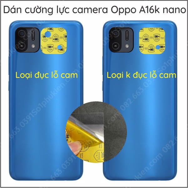 Dán cường lực camera Oppo A16k nano, bảo vệ cam
