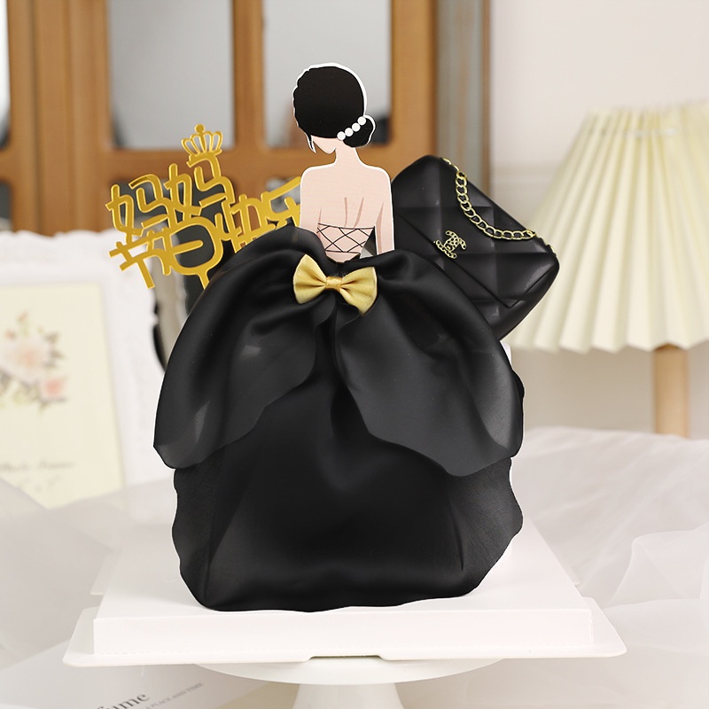 Topper Cắm Trang Trí Bánh Kem Hình Áo Cưới Cô Dâu