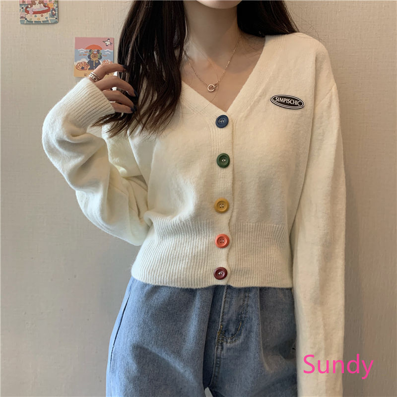 Áo Cardigan Cổ Chữ V Dáng Rộng Thời Trang Mùa Thu Cho Phụ Nữ