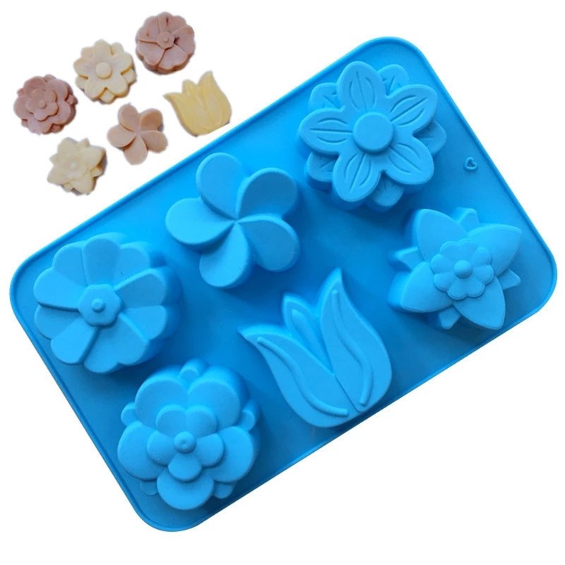 Khuôn Bánh Silicon 6 Ngăn Hình Hoa