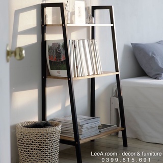 KỆ SÁCH 3 TẦNG KIỂU HÀN QUỐC A BOOKSHELF MÀU ĐEN PHỐI GỖ