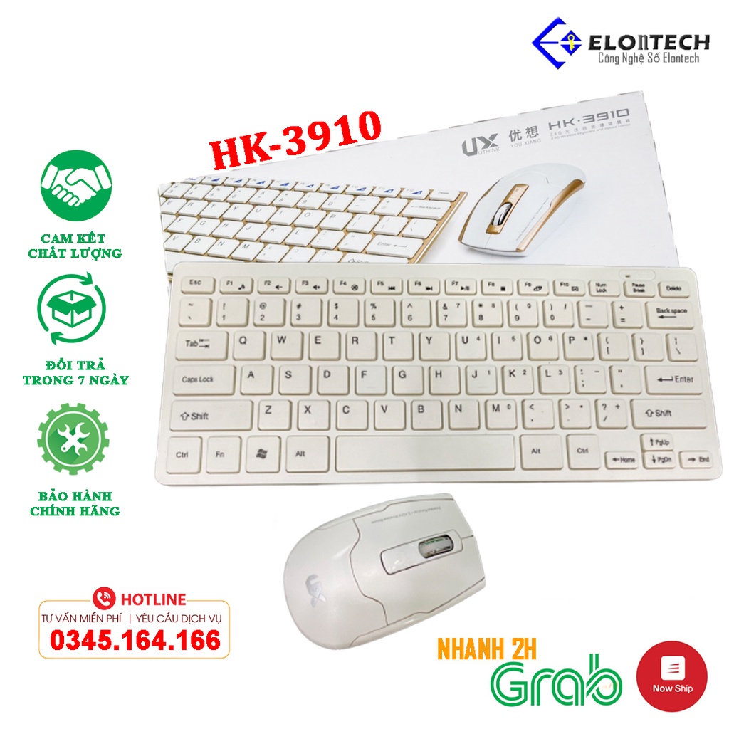 Combo Bộ phím chuột không dây Mini HK 3910 |Bộ phím chuột mini cho laptop |Bảo hành 6 tháng