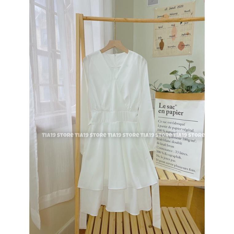 [TẶNG ÁO 2 DÂY CROPTOP TĂM HOT TREND]- VÁY TRẮNG CỔ V TẦNG TIỂU THƯ,ĐẦM TRẮNG TIỂU THƯ HÀN QUỐC ĐẸP( ẢNH THẬT SHOP CHỤP) | BigBuy360 - bigbuy360.vn