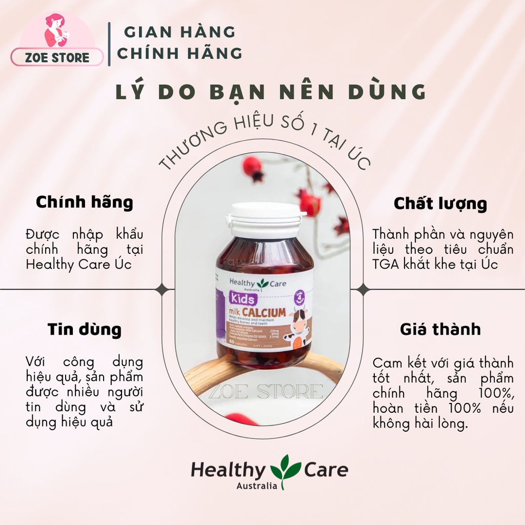 Viên bổ xung Canxi D3 Healthy cho bé  của Úc - cho bé phát triển chiều cao