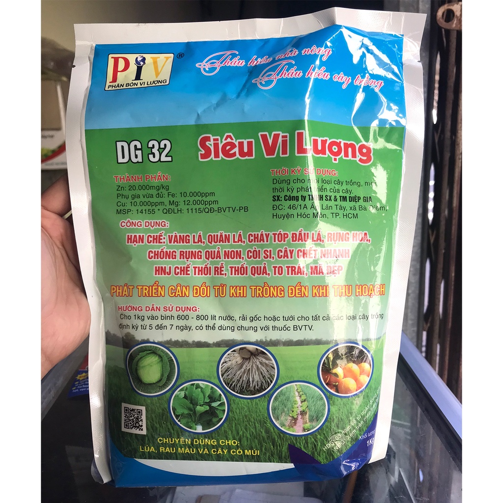 1kg Phân Siêu vi lượng DG 32 hạn chế vàng lá, rụng hoa, chống rụng quả, thối rễ