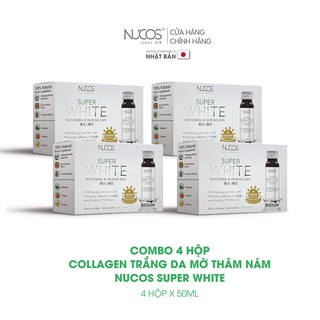 Combo 4 hộp Collagen NUCOS Super White hỗ trợ làm trắng da, mờ thâm nám hộp 10 chai x 50 ml