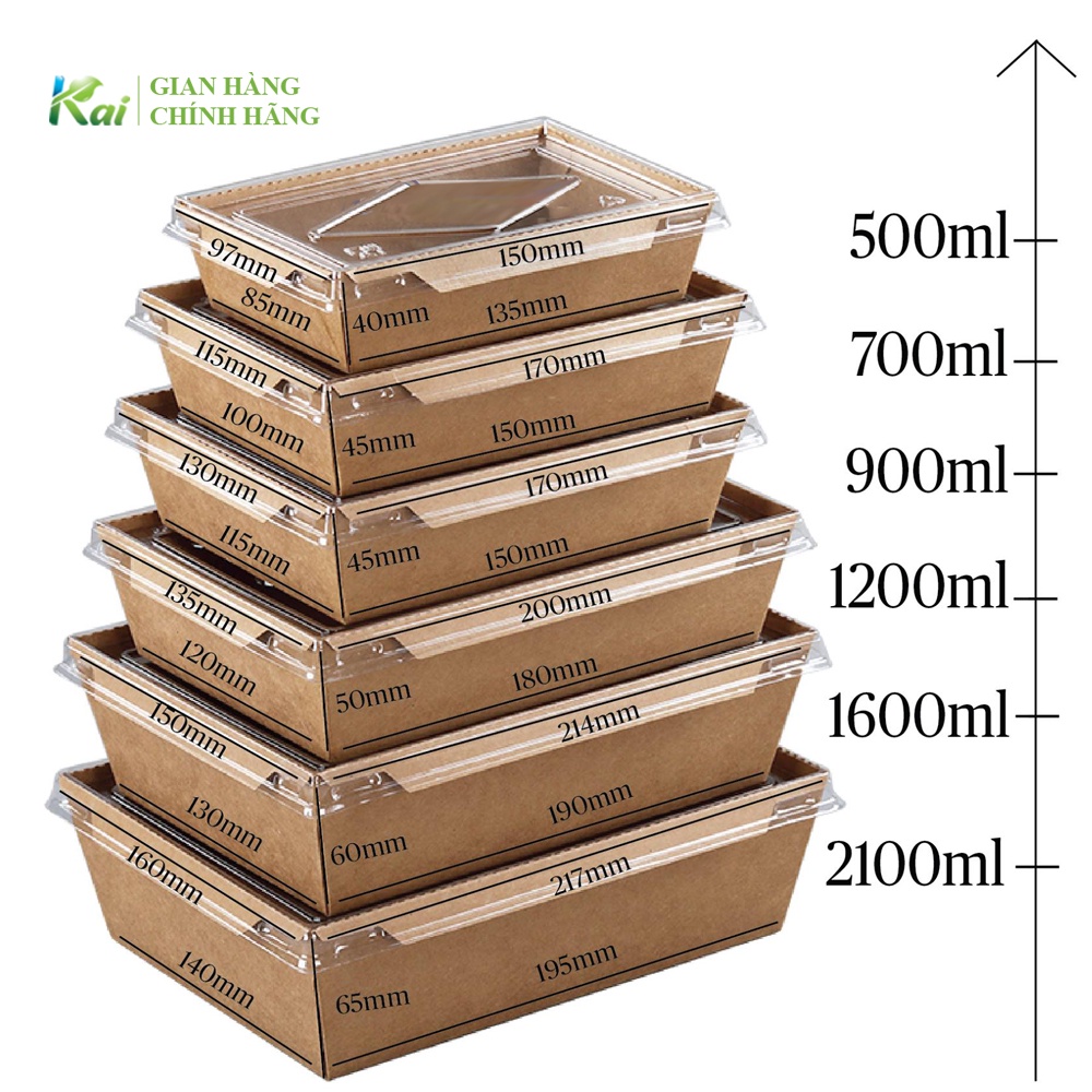 25-50 HỘP GIẤY KRAFT NẮP TRONG, đa dạng kích cỡ, sang trong, vệ sinh, phù hợp đựng salad, bánh, cơm...GIÁ SỈ